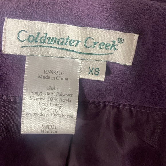 Coldwater Creek Purple/Black Suedecloth Embroidered Jacket Size XS Fall Winter - Picture 8 of 8